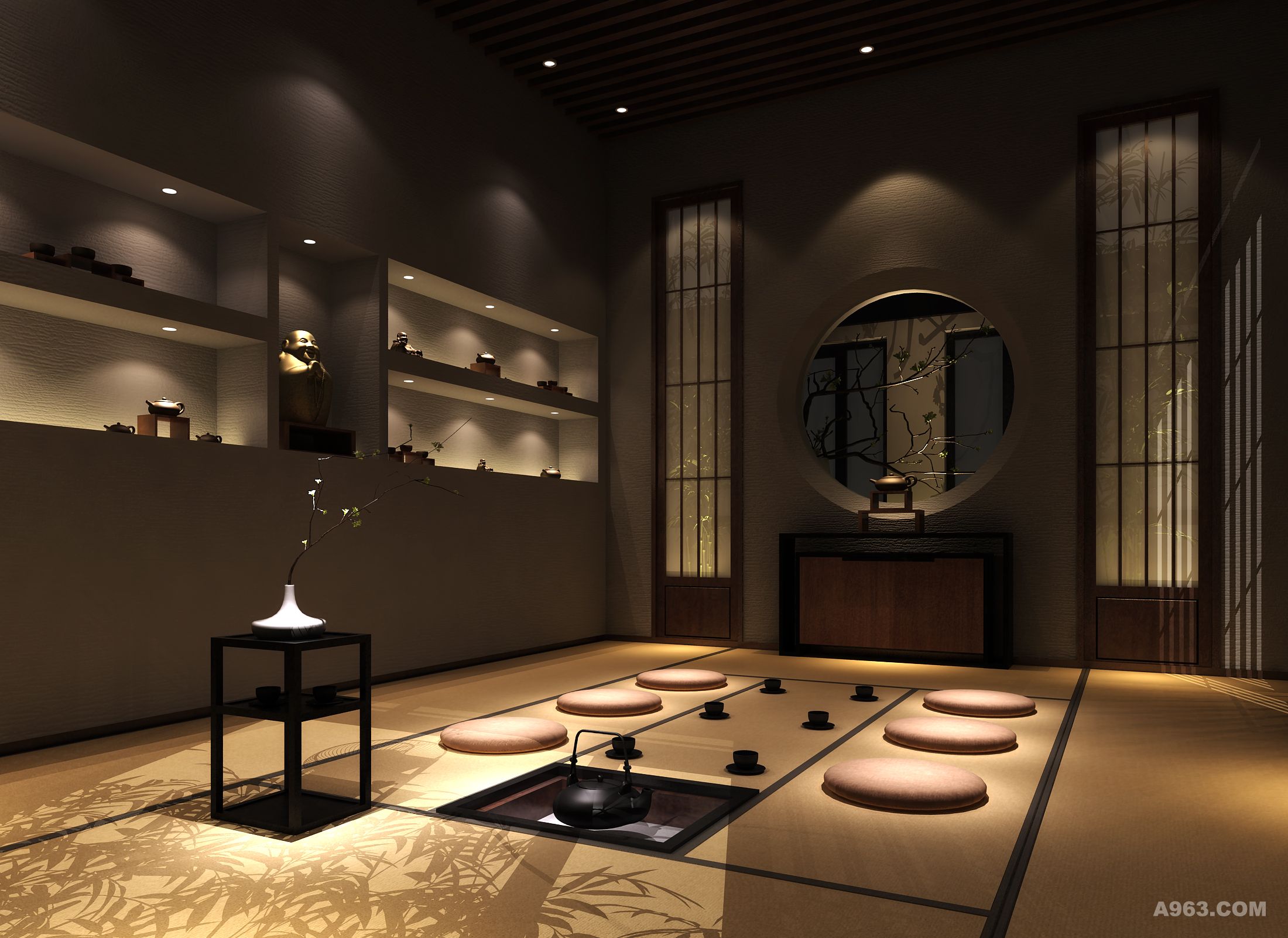 设计风格:日式 在壹个露台安置壹个品茶静心的茶室,哪怕只有两三平米